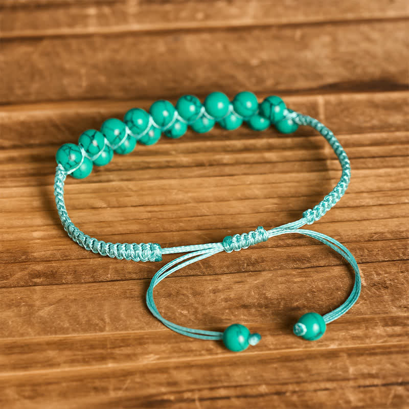 Healing Double Row Turquoise Beaded Macrame Bracelet - image 12
