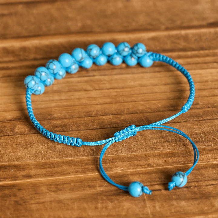 Healing Double Row Turquoise Beaded Macrame Bracelet - image 8