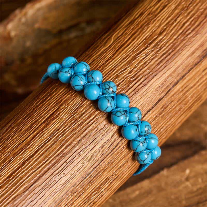 Healing Double Row Turquoise Beaded Macrame Bracelet - image 6