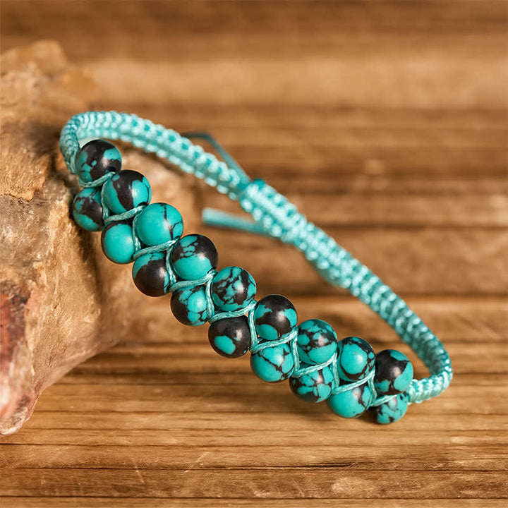 Healing Double Row Turquoise Beaded Macrame Bracelet - image 15
