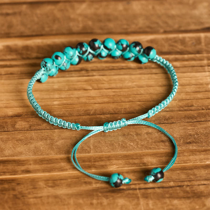 Healing Double Row Turquoise Beaded Macrame Bracelet - image 16
