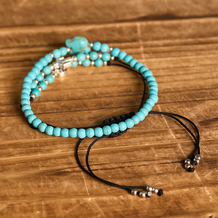 3Pcs Western Cactus Turquoise Self-Confidence Stack Bracelet Set - image 3