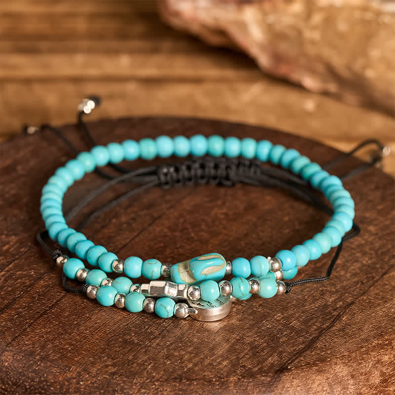 3Pcs Western Cactus Turquoise Self-Confidence Stack Bracelet Set - image 3