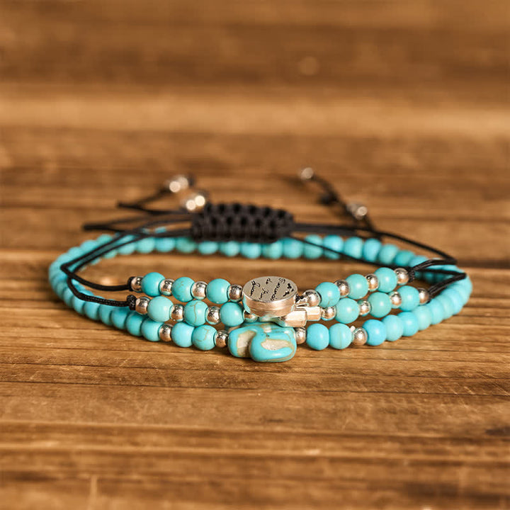 3Pcs Western Cactus Turquoise Self-Confidence Stack Bracelet Set - Turquoise - image 0