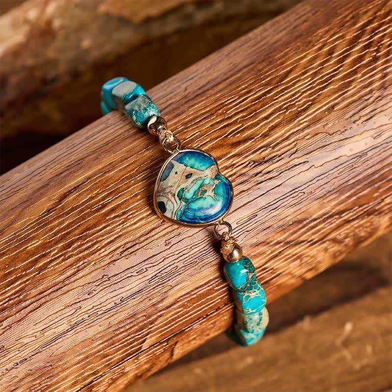 Boho Soul Heart Natural Emperor Stone Bracelet - image 9