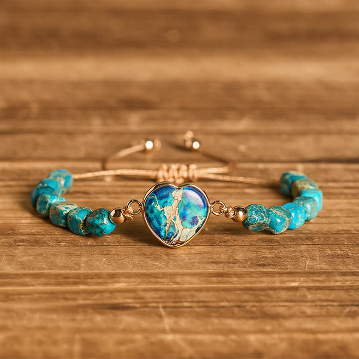 Boho Soul Heart Natural Emperor Stone Bracelet - Blue - image 8