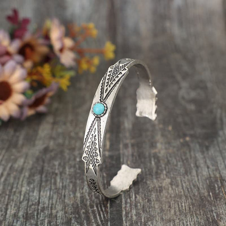 Vintage Boho Tribal Desert Arrow Turquoise Open Cuff Bracelet - image 3