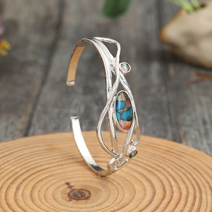 Enchanted Vine Silver Leaf Wrap Open Cuff Bracelet - image 4