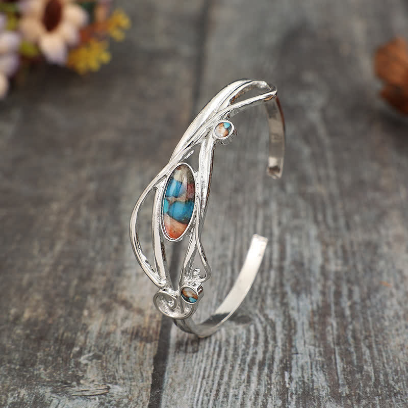Enchanted Vine Silver Leaf Wrap Open Cuff Bracelet - image 3