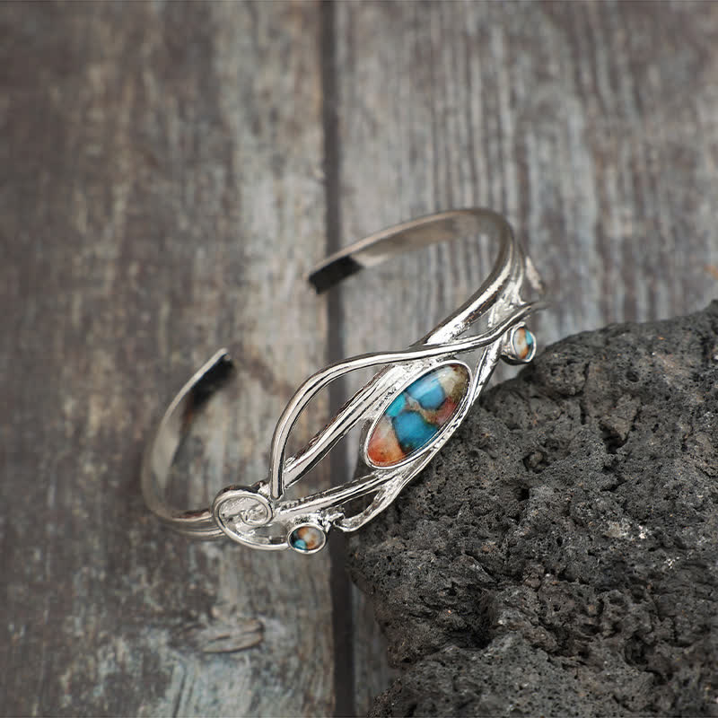 Enchanted Vine Silver Leaf Wrap Open Cuff Bracelet - image 2