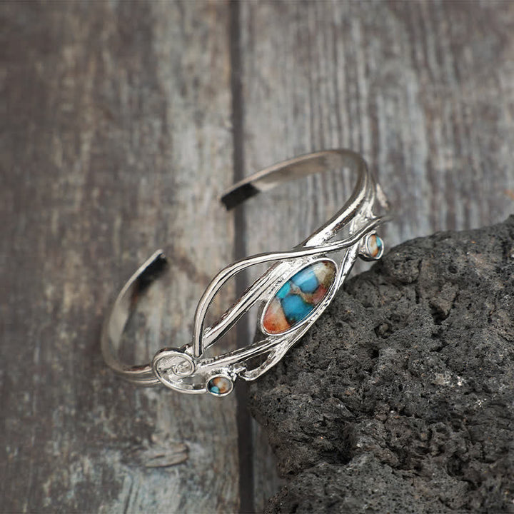 Enchanted Vine Silver Leaf Wrap Open Cuff Bracelet - image 2
