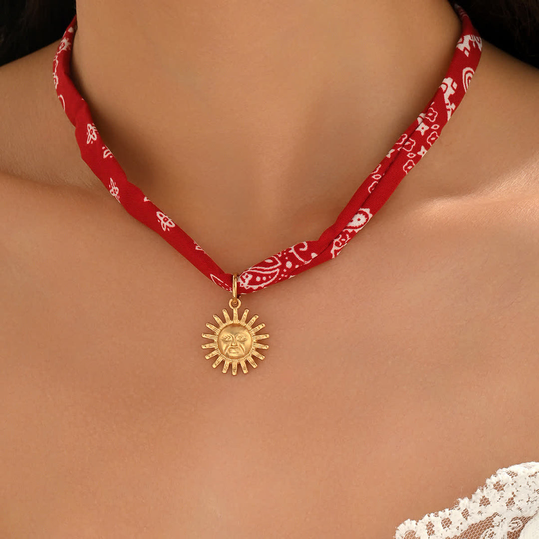 Red Bandana Sun Goddess Paisley Scarf Necklace - image 3