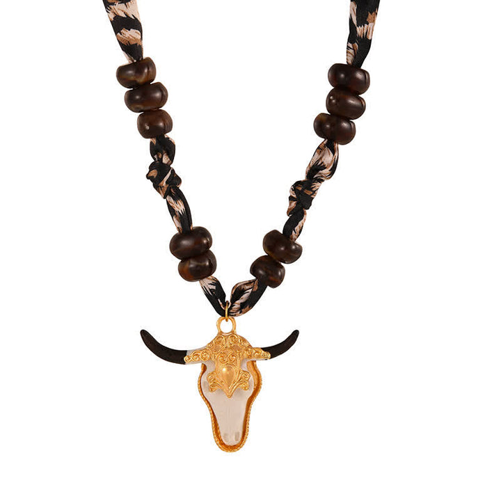 Desert Spirit Longhorn Leopard Boho Scarf Necklace Collection - Black & White - image 8