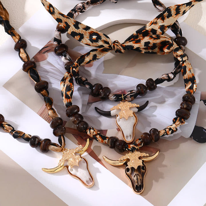 Desert Spirit Longhorn Leopard Boho Scarf Necklace Collection - image 3