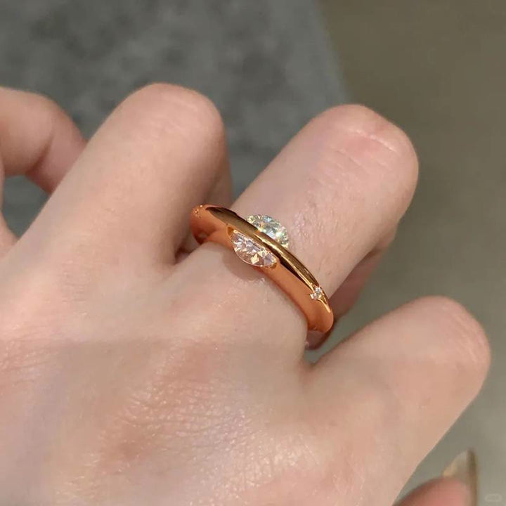 Rotatable Planet Ring Open Adjustable Brass Plated Gold Ring for Women's  Daily - Rose Gold - image 4