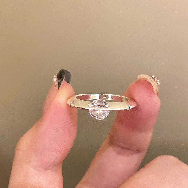 Rotatable Planet Ring Open Adjustable Brass Plated Gold Ring for Women's  Daily - Silver - image 2