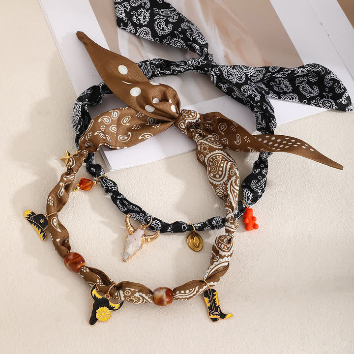 Boho Western Edition Cowboy Charms Scarf Necklace Collection - image 1