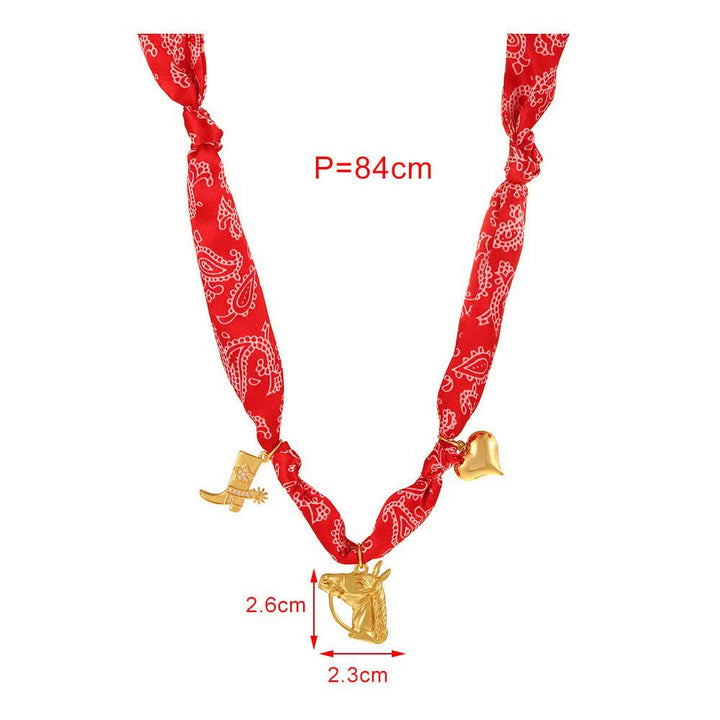 Classic Rodeo Horse Golden Boot Scarf Necklace Collection - image 4