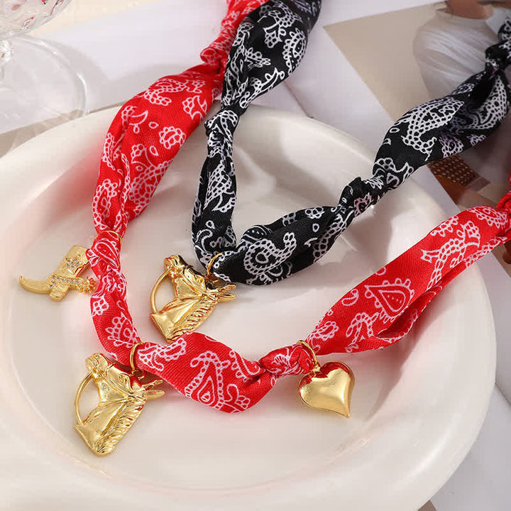 Classic Rodeo Horse Golden Boot Scarf Necklace Collection - image 3