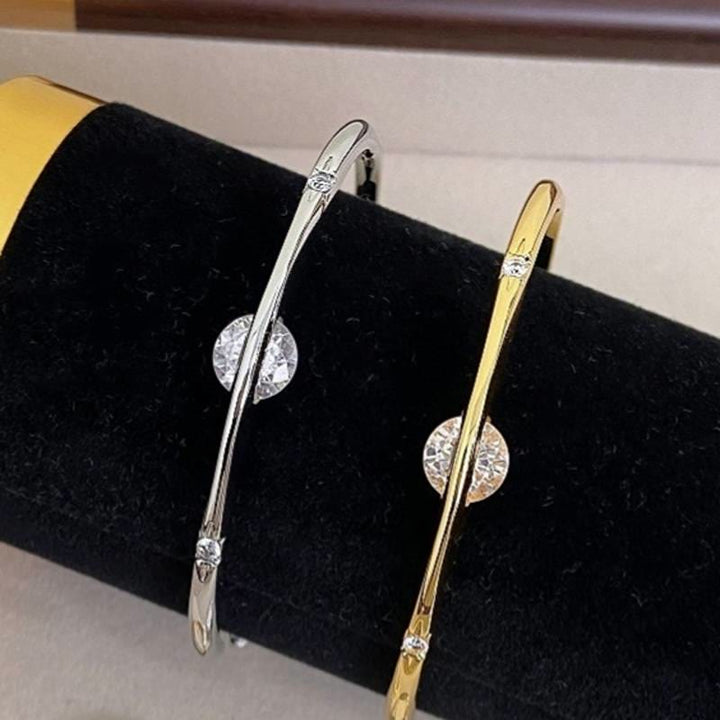 Rotating Planet Zircon Bangle Vintage Copper Plated Bracelet for Women Party Jewelry Gift - image 3