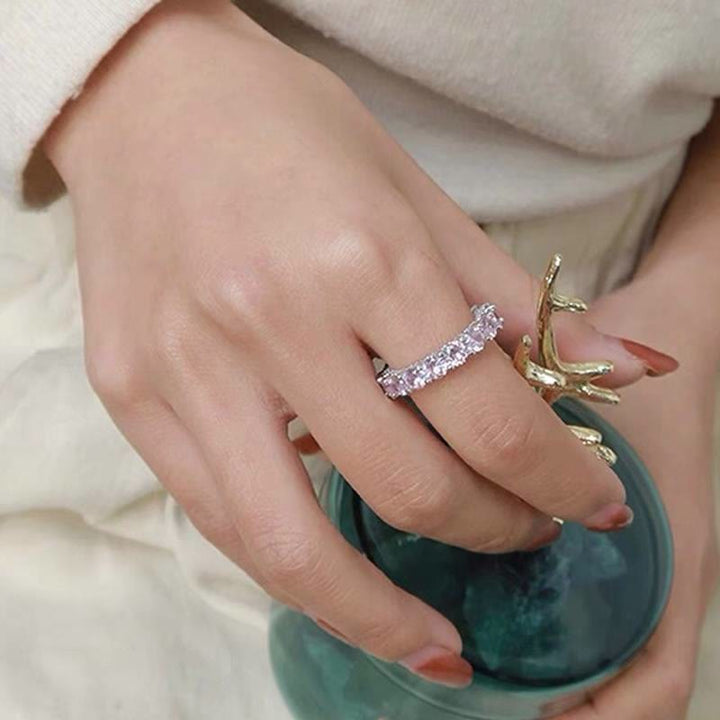 Full Eternity Zircon Band Ring Stackable Crystal Inlaid Ring for Women Party Jewelry - image 4