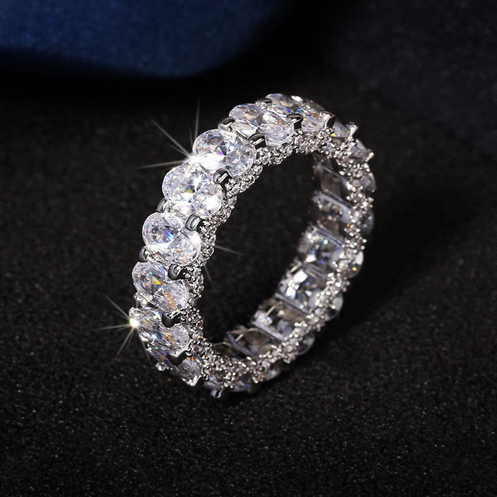 Full Eternity Zircon Band Ring Stackable Crystal Inlaid Ring for Women Party Jewelry - image 3