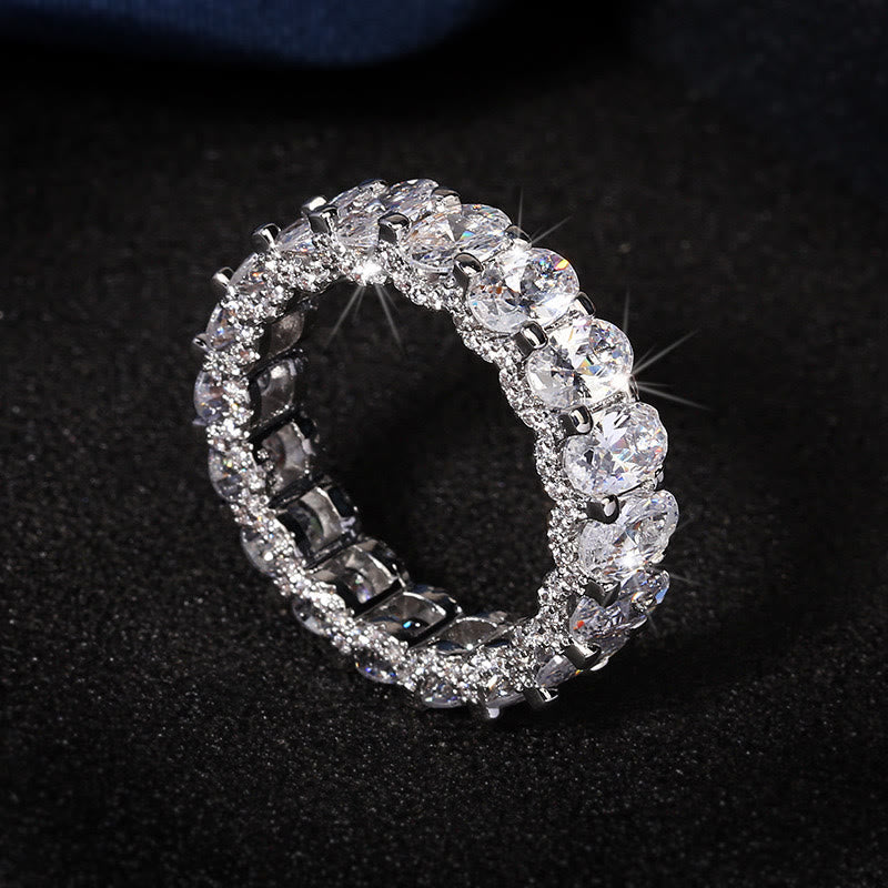 Full Eternity Zircon Band Ring Stackable Crystal Inlaid Ring for Women Party Jewelry - Silver - US 10 - image 0