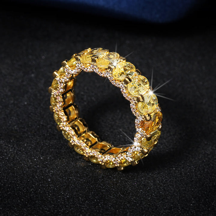 Full Eternity Zircon Band Ring Stackable Crystal Inlaid Ring for Women Party Jewelry - Gold - US 10 - image 5