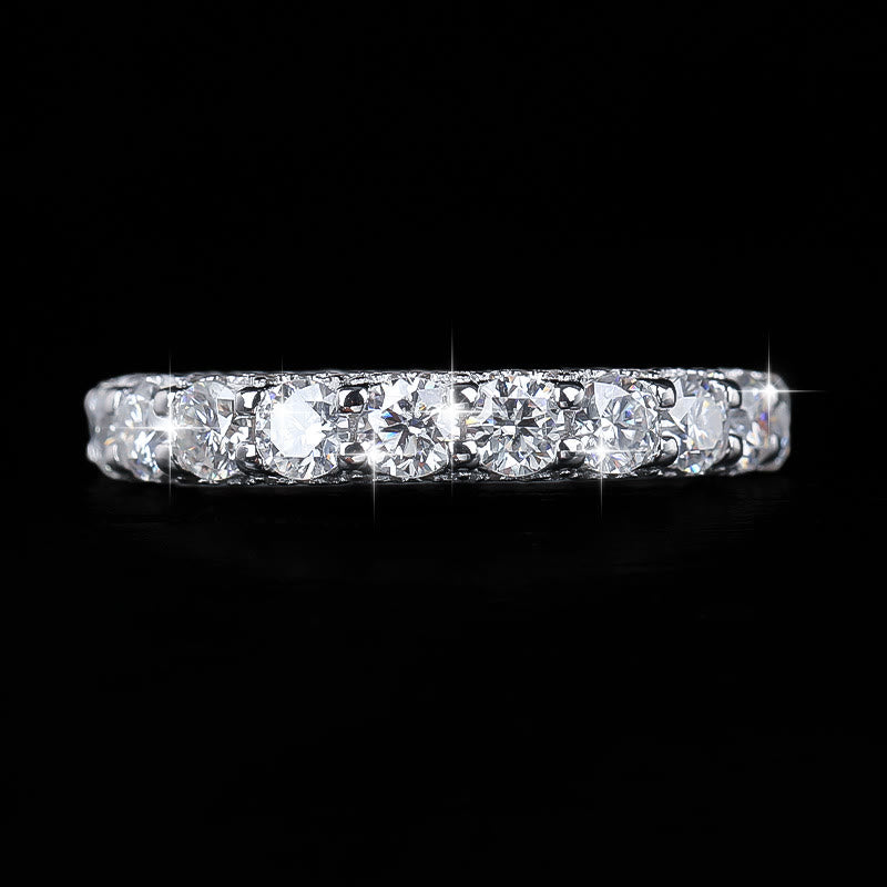 S925 Silver Full Eternity Moissanite Band Ring Stackable Wedding Ring for Women - image 2