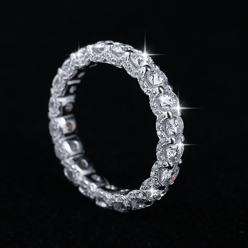 S925 Silver Full Eternity Moissanite Band Ring Stackable Wedding Ring for Women - image 1