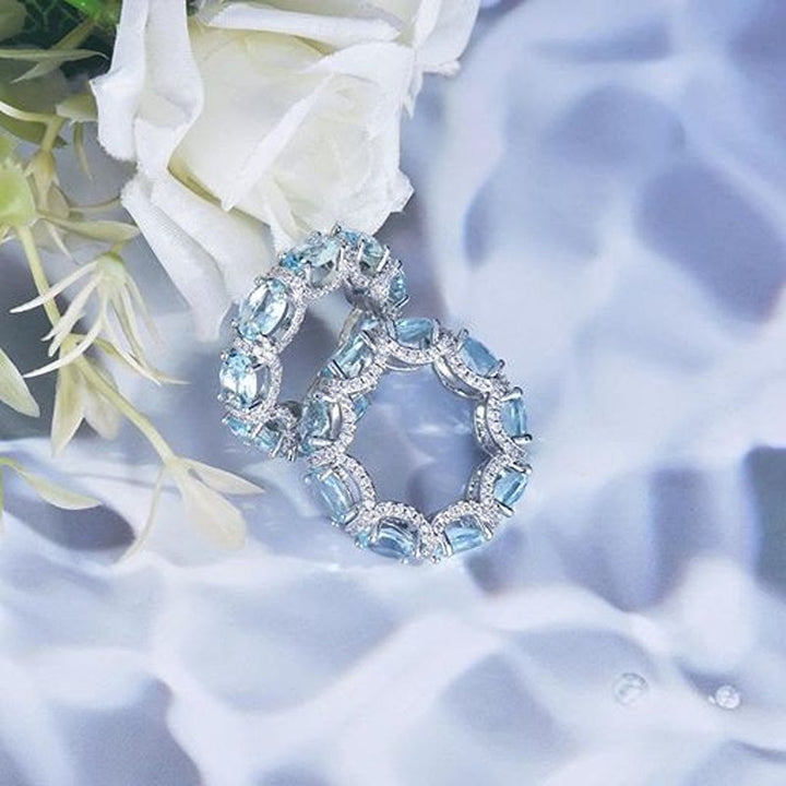 Light‑Blue Crystal Eternity Band Ring Pave Zircon Stacking Ring for Women - image 6