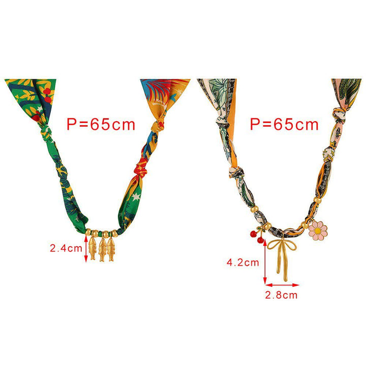 Cherry Flower Goldfish Charm Tropical Pop Scarf Necklace - image 5