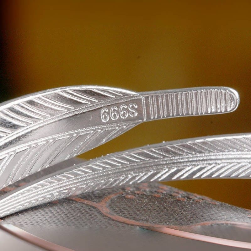 Vintage Feather Open Cuff Bangle Adjustable Silver‑Tone Bracelet for Women - image 10