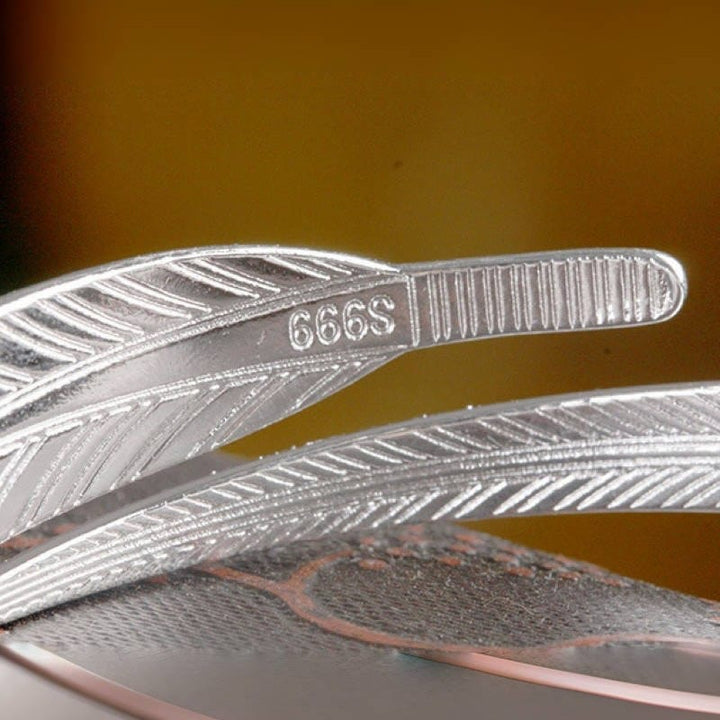 Vintage Feather Open Cuff Bangle Adjustable Silver‑Tone Bracelet for Women - image 10