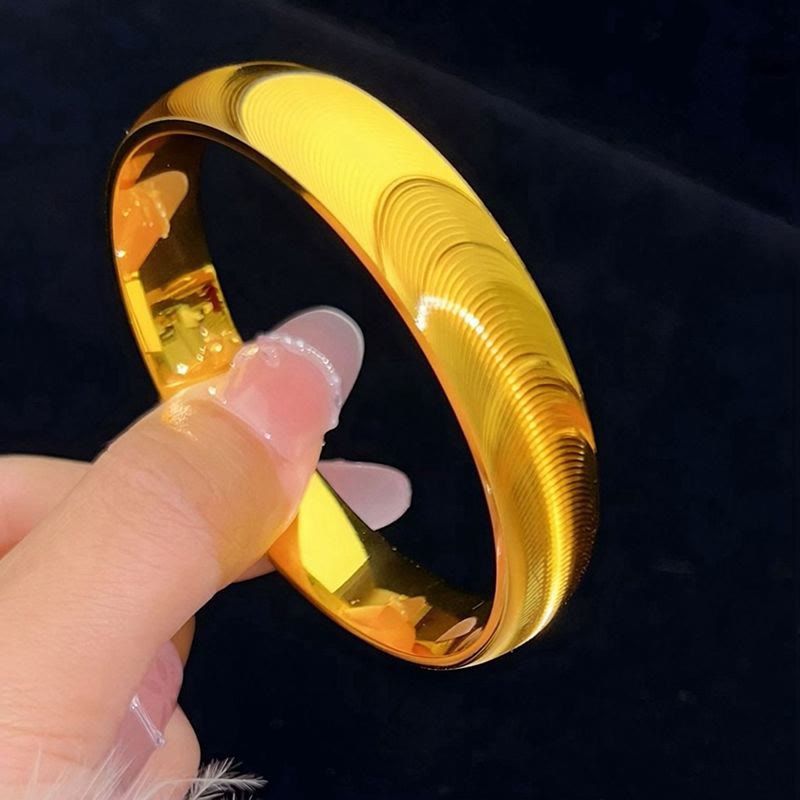 Wide‑Width Cat Eye Closed Bangle, Vintage Polished Bracelet for Women - image 6