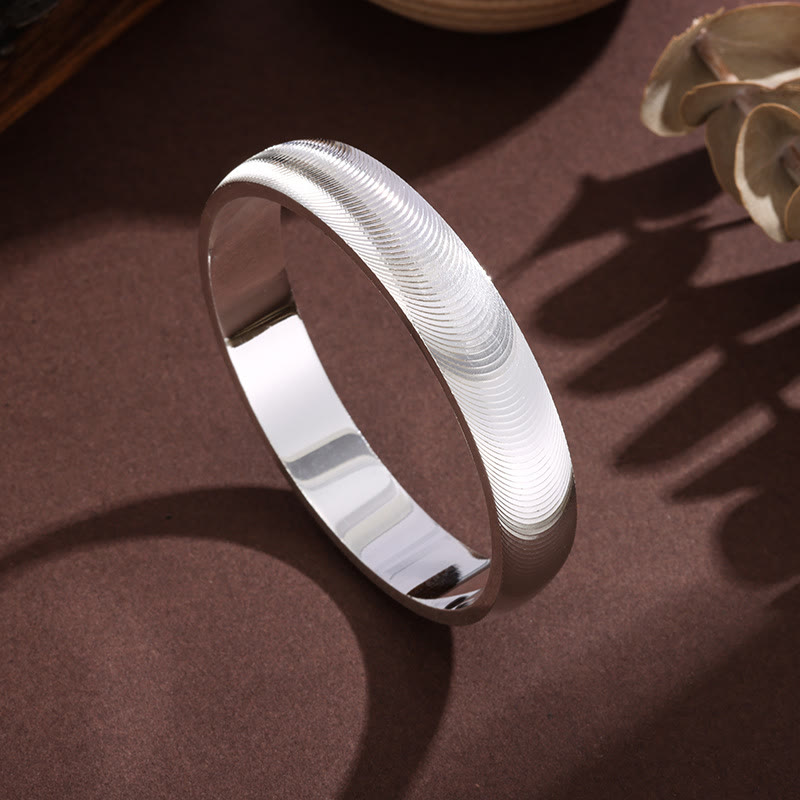 Wide‑Width Cat Eye Closed Bangle, Vintage Polished Bracelet for Women - Silver - 62 - image 0