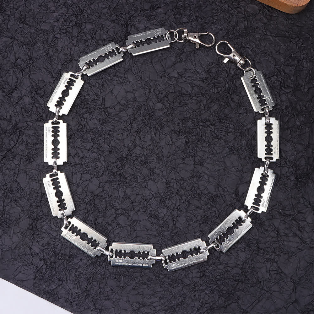 Hip Hop Streetwear Silver Punk Razor Blade Pant Chain - image 4