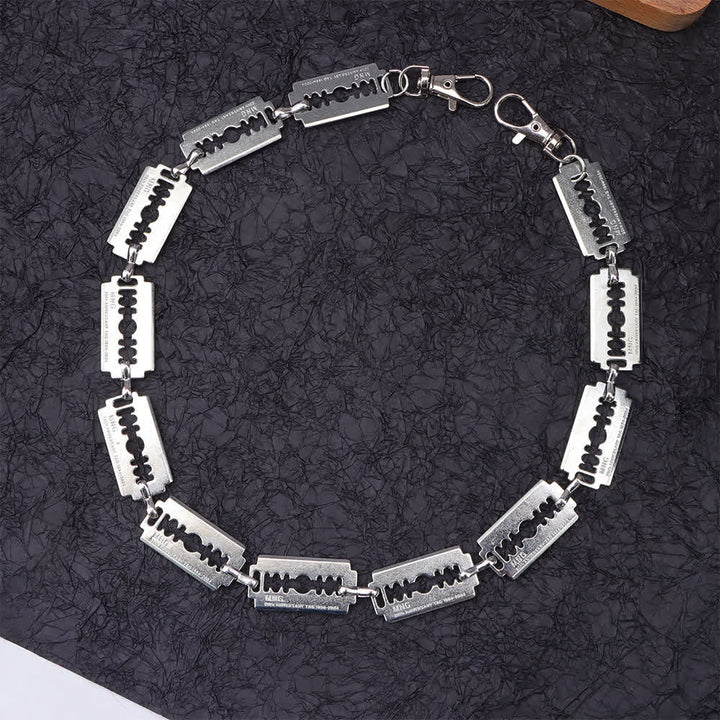 Hip Hop Streetwear Silver Punk Razor Blade Pant Chain - image 4