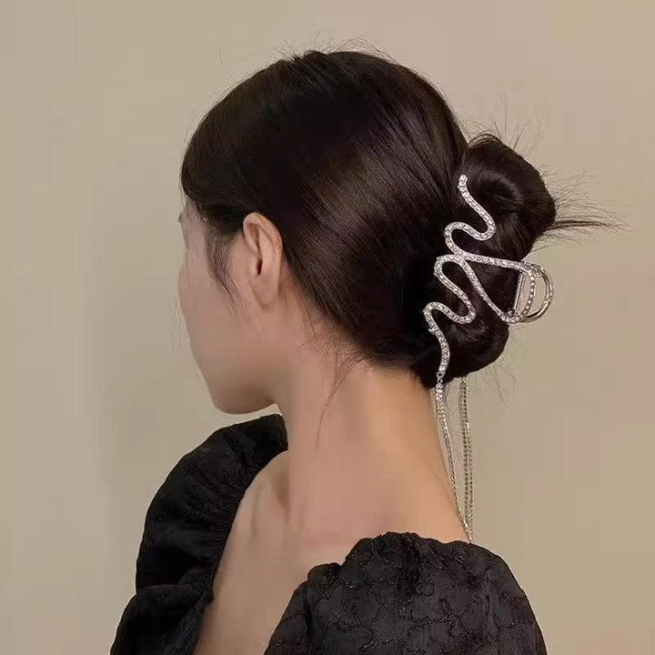 Women's Siren Snake Rhinestone Claw Clip With Crystal Tassels - image 3