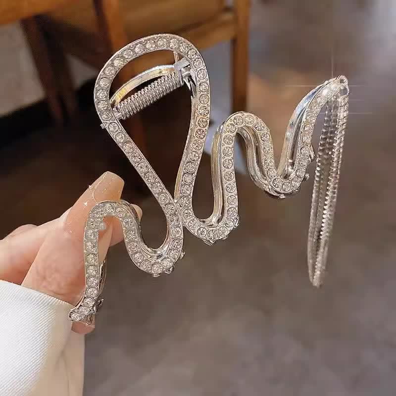 Women's Siren Snake Rhinestone Claw Clip With Crystal Tassels - image 2