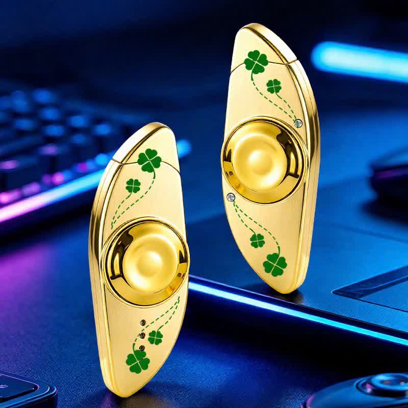 Creative Eye Stress Relief Fidget Spinner Butane Lighter - Four Leaf Clover - Gold - image 13