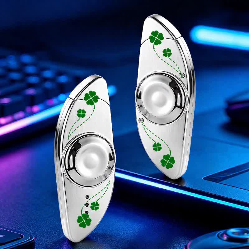 Creative Eye Stress Relief Fidget Spinner Butane Lighter - Four Leaf Clover - Silver - image 14