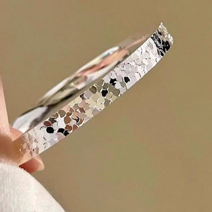 Silver‑Tone Crushed Ice Texture Open Bangle Adjustable Bracelet for Women - image 8