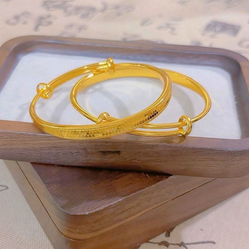 Adjustable Dragon‑Scale Bangle Push‑Pull Copper Bracelet for Women - Gold - image 4