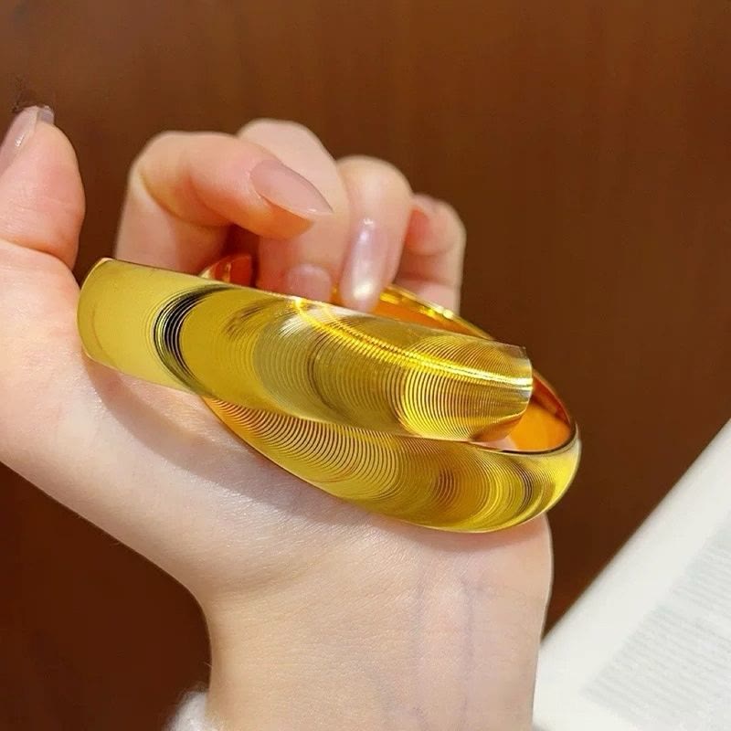 Adjustable Open Cat Eye Texture Bangle Electroplated Bracelet for Women - image 1