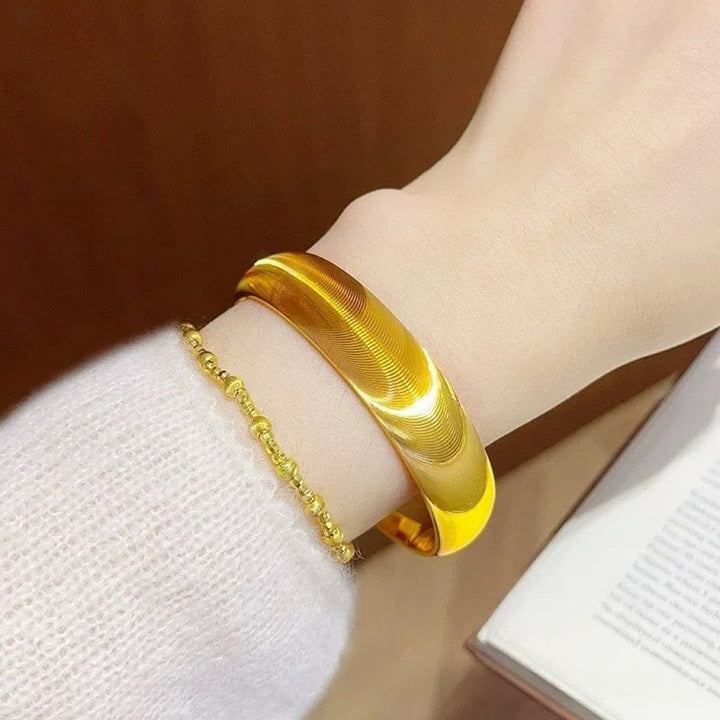 Adjustable Open Cat Eye Texture Bangle Electroplated Bracelet for Women - image 2