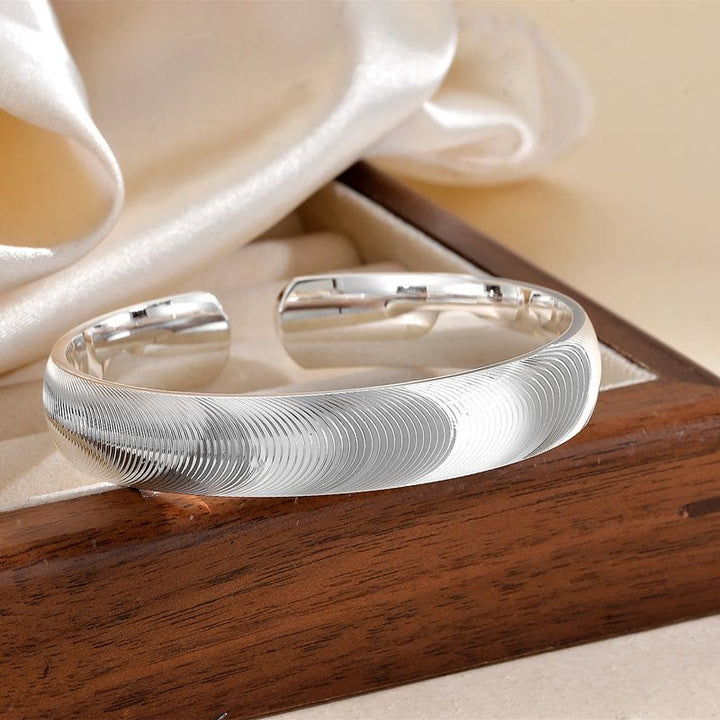 Adjustable Open Cat Eye Texture Bangle Electroplated Bracelet for Women - image 4