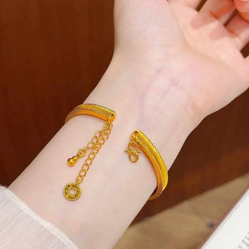 Vintage Open Adjustable Bracelet With Coin Gourd Tassel Retro Electroplated Bracelet for Women - image 5