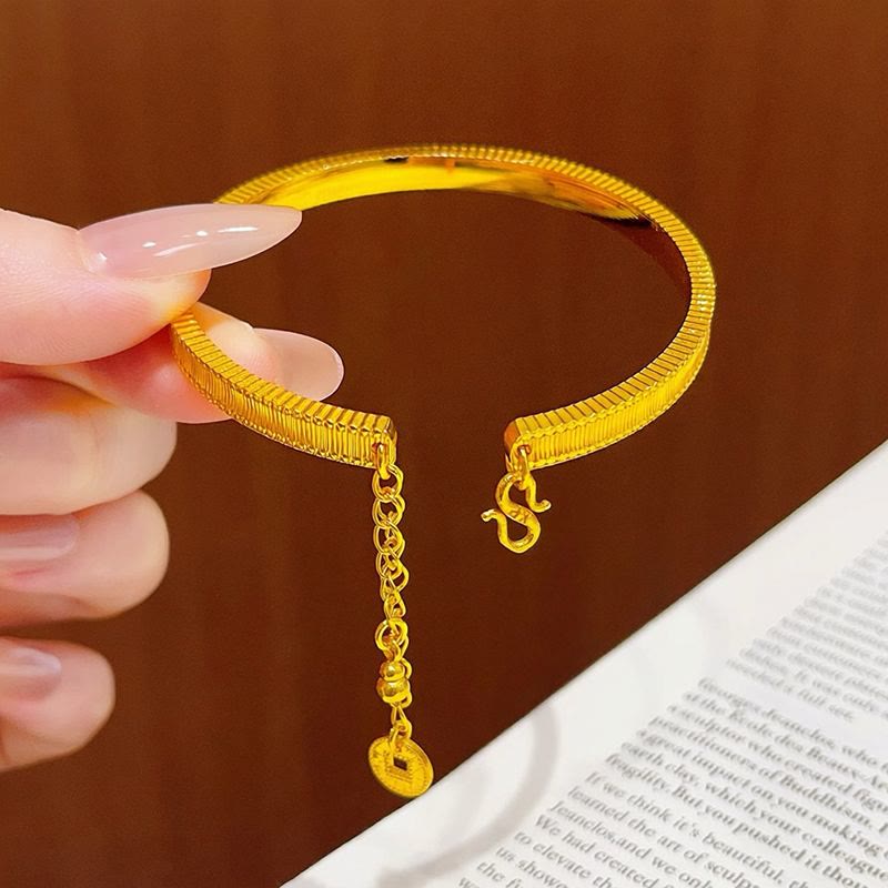 Vintage Open Adjustable Bracelet With Coin Gourd Tassel Retro Electroplated Bracelet for Women - image 3