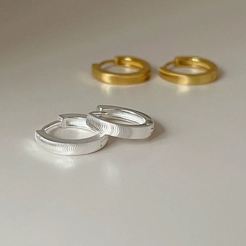 S925 Silver Textured Cat‑Eye Hoop Earrings For Women - image 7